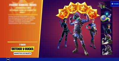 Tak w grze wygląda całoroczny karnet bojowy za 7800 V-Dolców w Fortnite