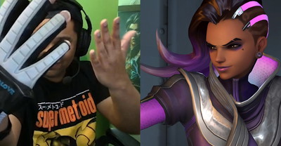 Przerobił rękawice z Nintendo na kontroler do Sombry z Overwatch