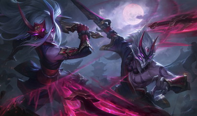 Splash Art Bloodmoon Katarina i Master Yi razem z zestawami Chroma