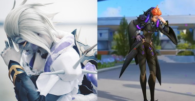 Facepalm Banshee Moiry z Overwatch odtworzony przez cosplayerkę