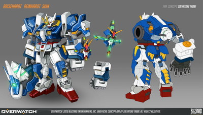Skin do Reinhardta z Overwatch, który zmienia go w mecha inspirowanego anime