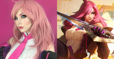 Świetny cosplay Battle Academia Katariny z League of Legends