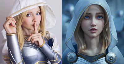 Świetny cosplay Lux z cinematica Warriors z League of Legends