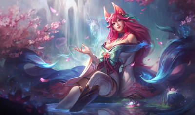 Nowe skórki z Spirit Blossom do Ahri, Cassiopei, Riven, Kindred. Prezentacja i Splash Arty