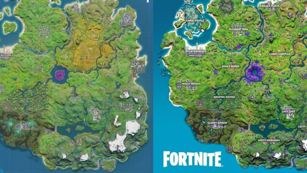 Porównanie mapy z poprzedniego rozdziału Fortnite i tego obecnego pokazuje coś niepokojącego