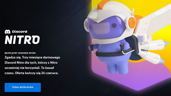 Jak odebrać Nitro za darmo na Discordzie na 3 miesiace? Promocja dla każdego użytkownika Epic Store