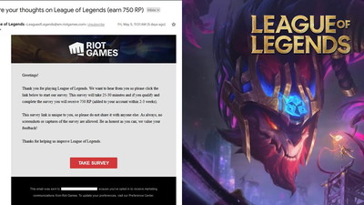 Riot Games rozdaje 750 RP do League of Legends za wypełnienie ankiety. Zajrzyjcie na maila