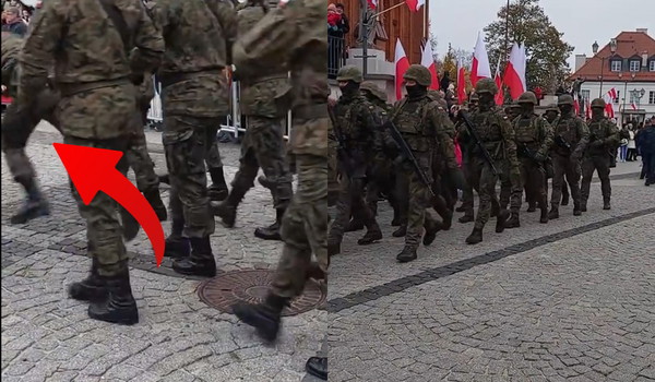 „Oni mają bronić kraj” Maszerujący polscy żołnierze wywracają się jeden o drugiego