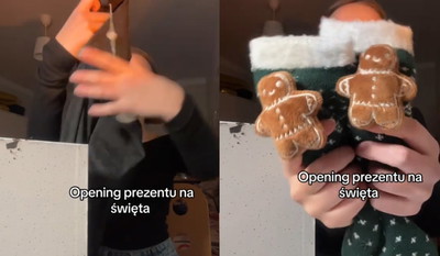 Dziewczyna pokazuje, co dostała w domu dziecka