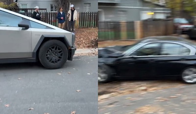 BMW zderzyło się czołowo z Cybertruckiem. Uszkodzenia zaskakują