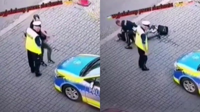 Kopnął radiowóz. Policjant od razu powalił go na glebę