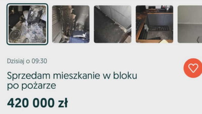 Absurdalna oferta w sieci. Spalone mieszkanie wystawione za mnóstwo pieniędzy
