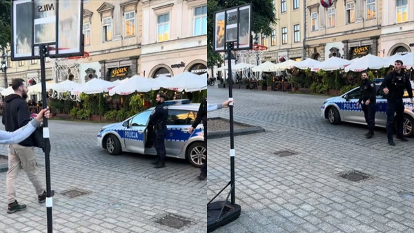 Polska policja rzucała do kosza. „Traficie, dajemy wam spokój”