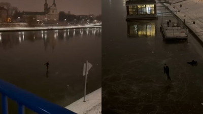 Jeździł na łyżwach po Wiśle w Krakowie. Wyciągali telefony i go nagrywali