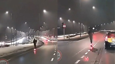 Jechał na hulajnodze i to lewym pasem trzypasmowej drogi. Normalny dzień w Warszawie