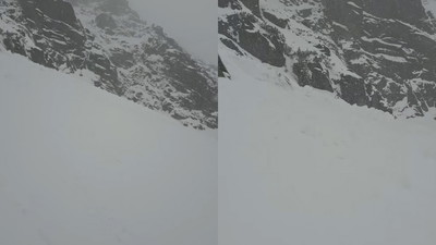 Pod nim zaczęła schodzić lawina w górach. Wszystko nagrał