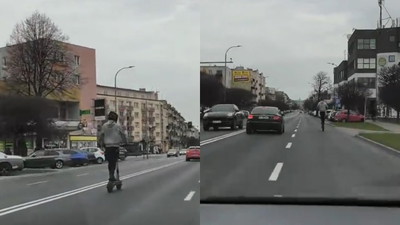 Kierowcy bali się go wyprzedzać. Na hulajnodze skakał między pasami