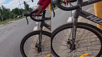 Rowerzysta zobaczył, jak mężczyzna obok ma złożony rower. Złapał się za głowę