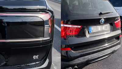 BMW X3 wjechało w chiński samochód Zeekr 9X. Tak wyglądają auta po wypadku