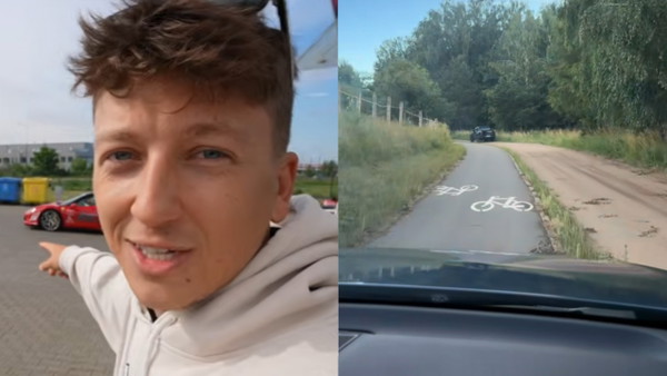 Polski youtuber Hi_5 pokazuje jazdę samochodem po ścieżce rowerowej, bo…