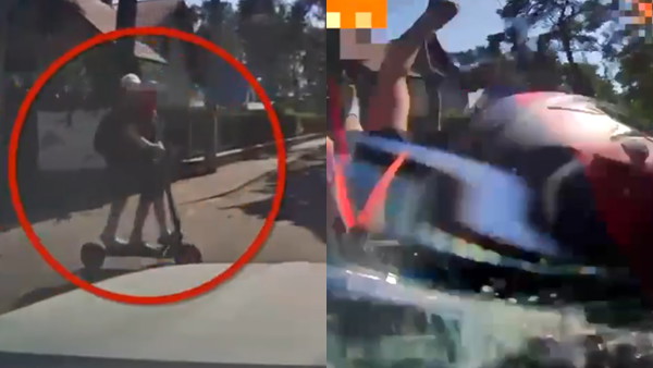 Dwóch nastolatków na hulajnodze wpadło pod nadjeżdżające BMW. Jest nagranie