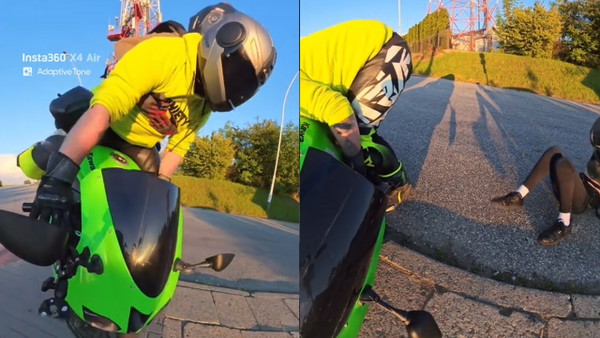 Motocyklista pokazał nagranie. Dziewczyna nie była w stanie wstać
