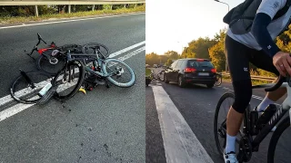 Kierowca wjechał w rowerzystów. Wszystko się nagrało